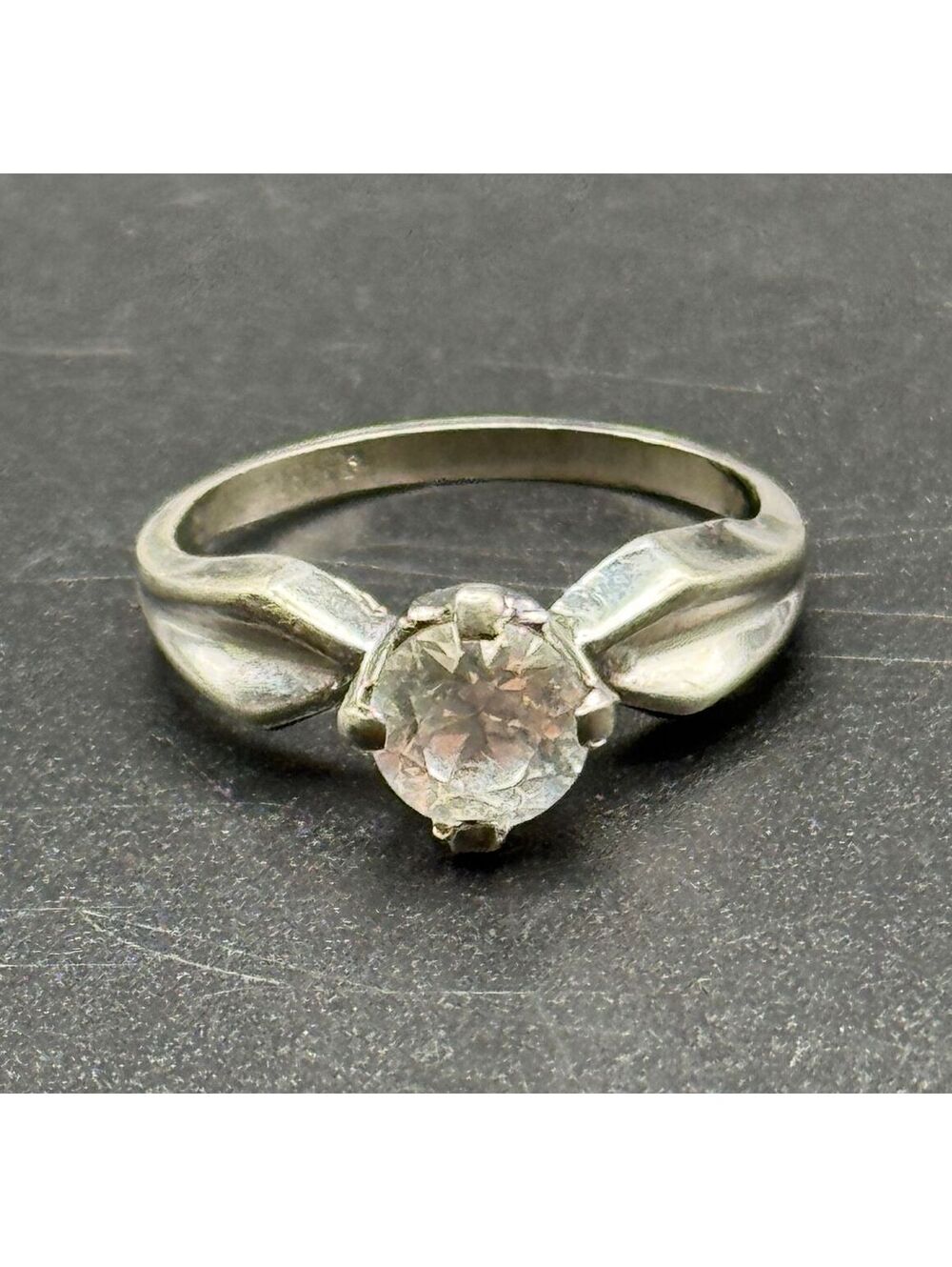 Sterling Silver Ring and Cubic Zirconia CZ Solitaire Ring - Size 7
